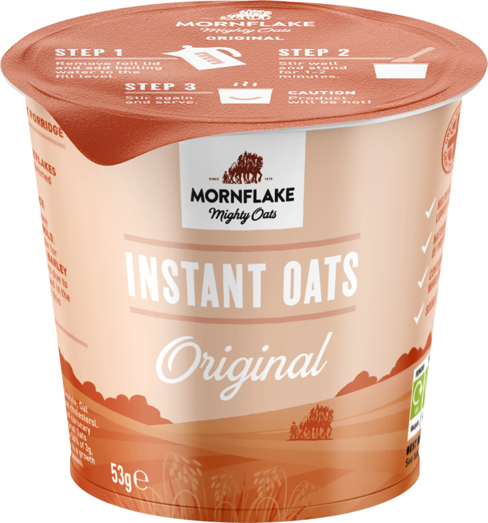 Mornflake Oats 2 Go Porridge Pot – Original 53g (12 Pack)