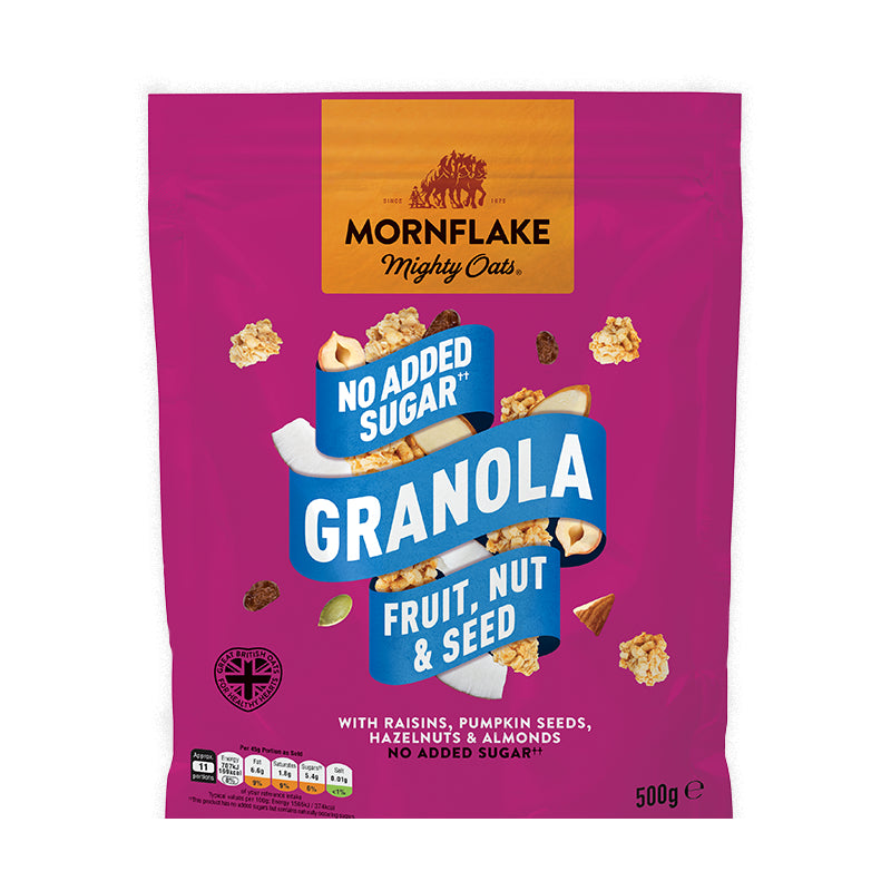 Mornflake No Added Sugar Granola – Fruit, Nut & Seed 500g (Case of 6)
