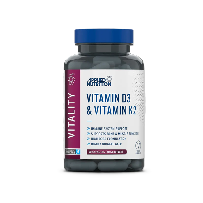 Applied Nutrition Vitamin D3 + K2 – 60 Capsules